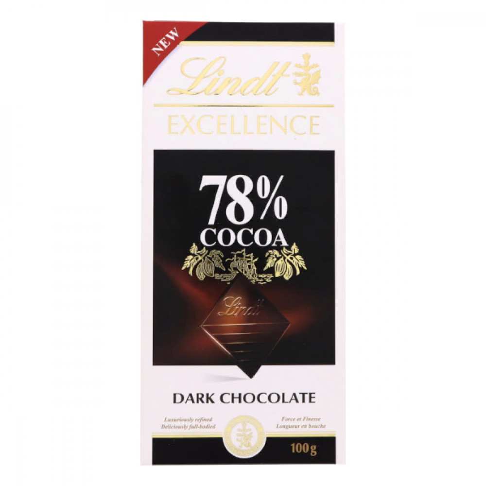 Lindt Excellence 78% Cocoa Dark Chocolate 100gm  Lindt Excellence 78% Cocoa Dark Chocolate 100gm
