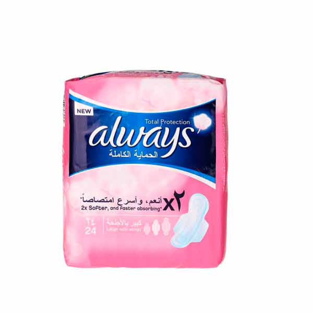ALWAYS TOTAL PROTECTION LARGE WITH WINGS 24S 