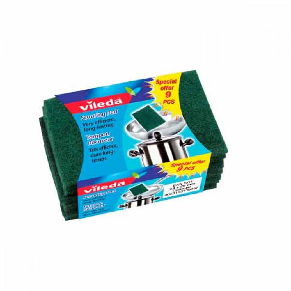 Vileda Glitzi Scouring Pads 9s إسفنجه التنظيف من فيليدا 9 حبة