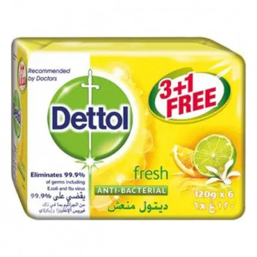Dettol Anti-bacterial Soap Fresh 165gm 3 + 1 Free -- ديتول صابون تشكيله 165 جرام 3 +1 مجاني