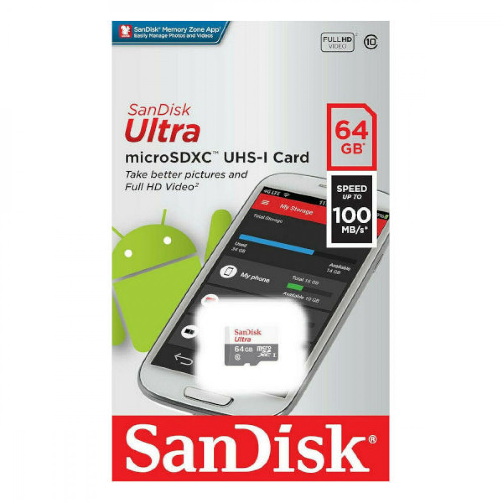 Sandisk Ultra microSDXC UHS-I Card 64GB 100MB/s  Sandisk Ultra microSDXC UHS-I Card 64GB 100MB/s