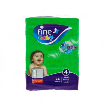 Fine Baby Diapers Mega Pack Large 7-14Kg 74S No 4 