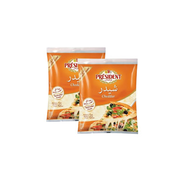 PRESIDENT SHREDDED CHEDDAR CHEESE 2S*200GM