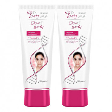 Glow & Lovely Multi Vitamin Fairness Cream 2 x 100gm -- جلو اند لفلي - كريم وجه متعدد الفيتامينات 2 × 100 جم