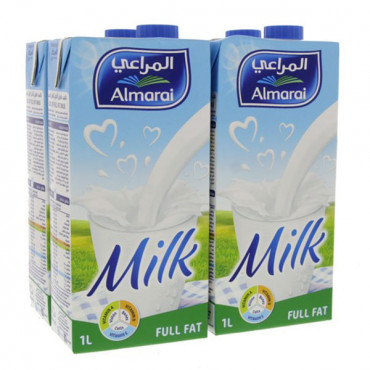 Almarai Long Life Milk Full Fat 4 x 1Ltr -- المراعي حليب طويل الأجل كامل الدسم 1 لتر 4 حبة