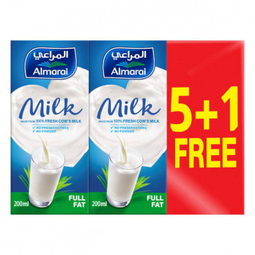Almarai Long Life Milk Full Fat 200ml 5 + 1 Free 