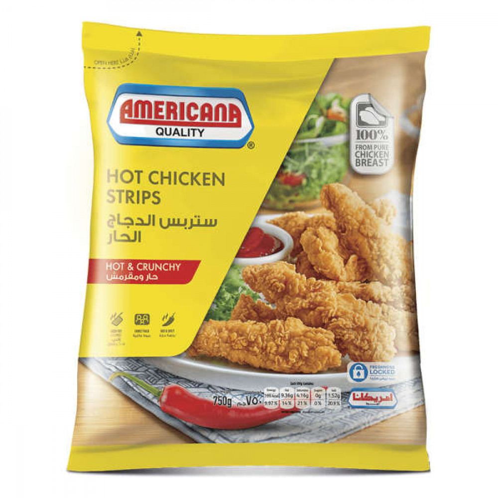 Americana Hot Chicken Strips 750gm