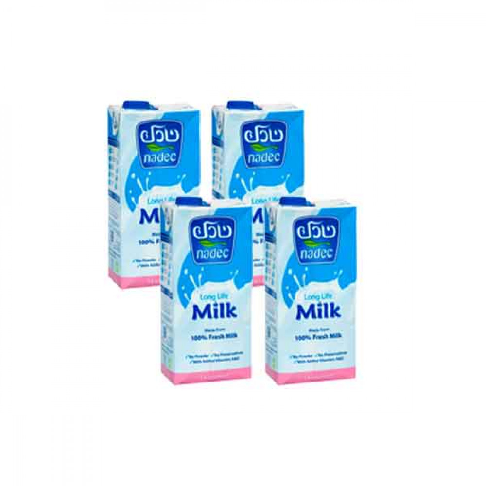 Nadec Full Fat Long Life Milk 1L (Pack Of 4)