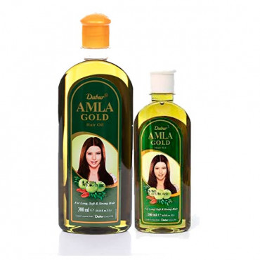 Dabur Amla Gold Hair Oil 300ml+100ml Free -- زيت شعر دابر املا الذهبي 300 مللي + 100 مللي مجانيه