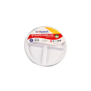 HOTPACK PLASTIC ROUND PLATE 10 3DIV 25S