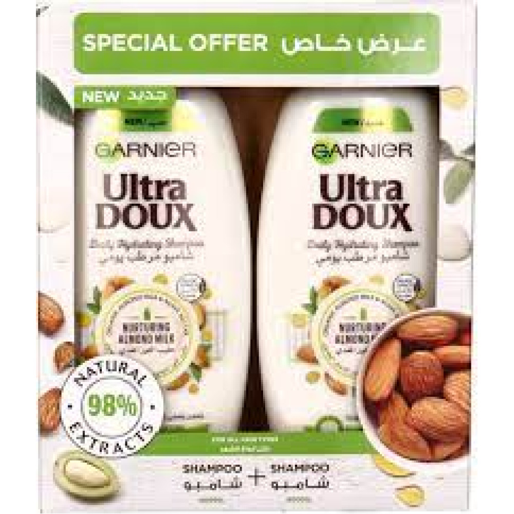 GARNIER ULTRA DOUX ALMOND SHAMPOO 2X400ML