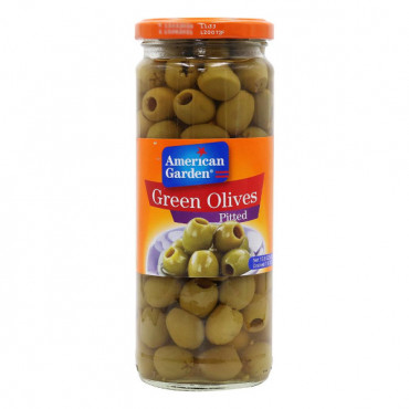 American Garden Green Olives Pitted 450gm 
