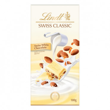Lindt Swiss White Chocolate with Almond 100gm 
