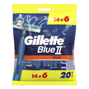 GILLETTE BLUE II PLUS DISPOSABLE RAZORS 14 + 6 