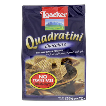 LOACKER QUADRATINI CHOCOLATE WAFER BITES 250GM 