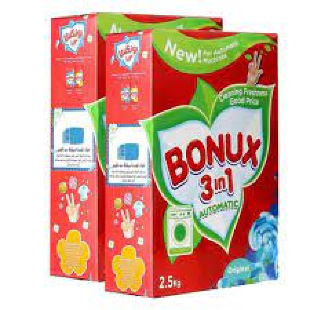 BONUX DETERGENT POWDER ASSORTED 2 X 2.5KG
