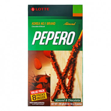 Lotte Pepero Breadstick Almond & Chocolate 256gm 