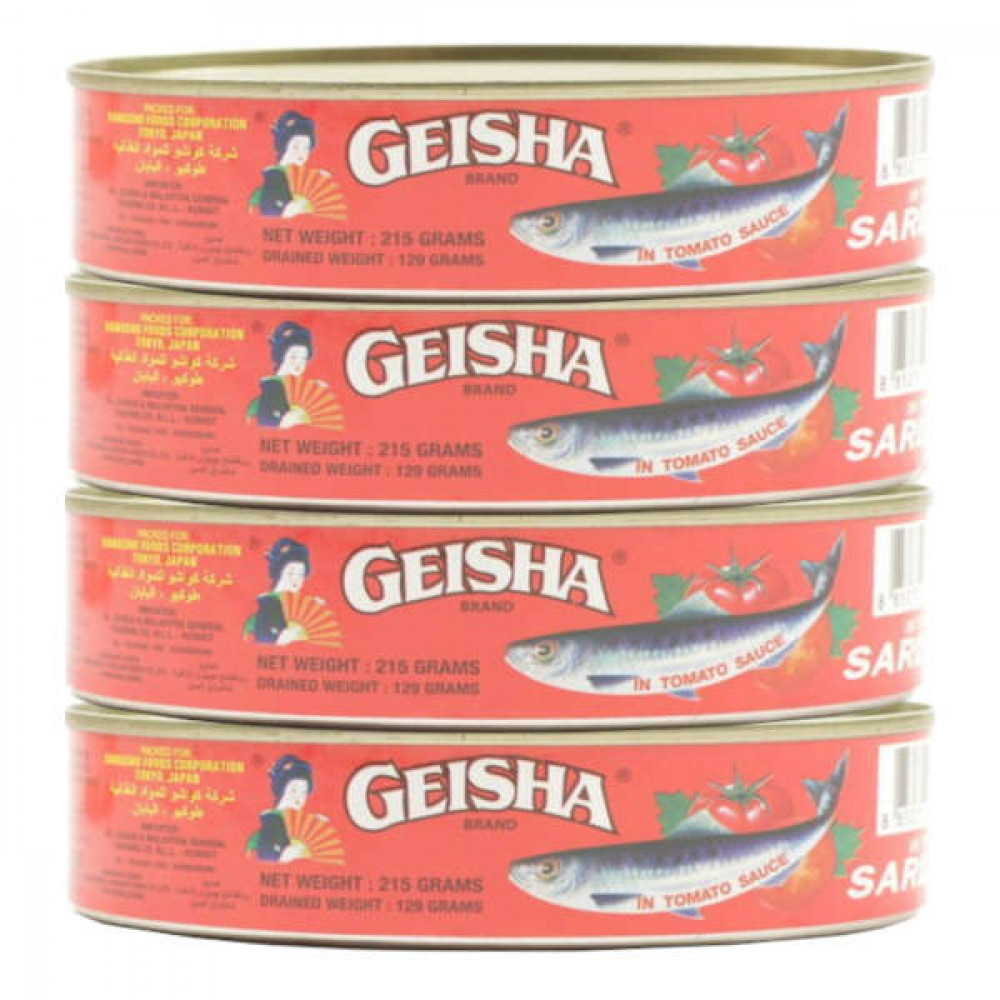 Geisha Sardines in Tomato Sauce 4 x 215gm  Geisha Sardines in Tomato Sauce 4 x 215gm