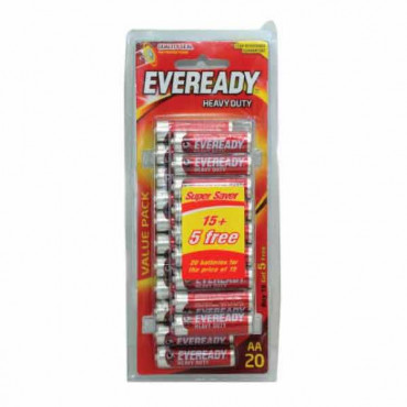 Eveready Heavy Duty Battery AA Super Saver 15 + 5 Free 