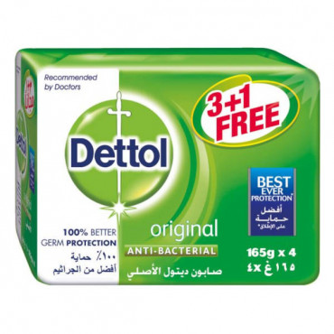 Dettol Anti-bacterial Soap Original 165gm 3 + 1 Free 