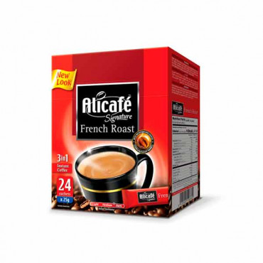 Alicafe Signature French Roast 3 In 1 Coffee 24 x 25gm -- على كافيه قهوة بتحميص فرنسي 3 في 1 /  25 جرام 24 كيس